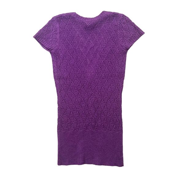 Y2K Delias Purple Size XS Deep V Sweater Knit Long Vest Cap Sleeve Mohair Blend - Picture 2 of 8